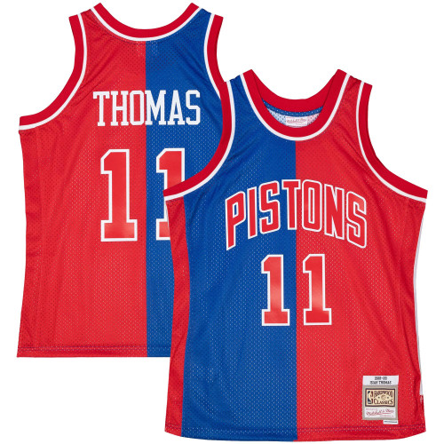 Isiah Thomas Detroit Pistons Mitchell & Ness Hardwood Classics 1988-89 Split Swingman Jersey - Blue/Red