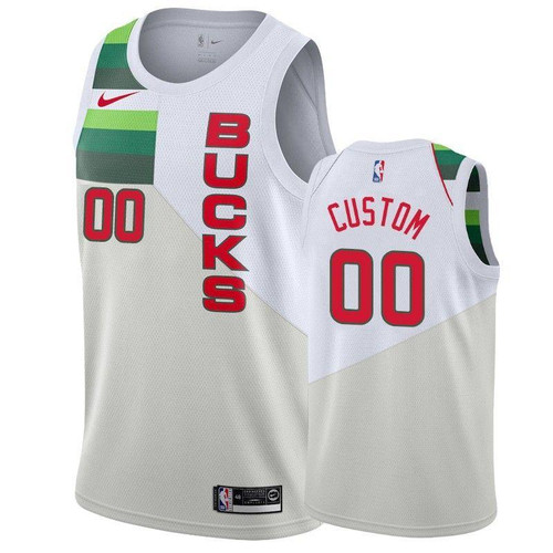 Milwaukee Bucks Custom #00 White 2018-19 Earned Jersey Custom Jersey