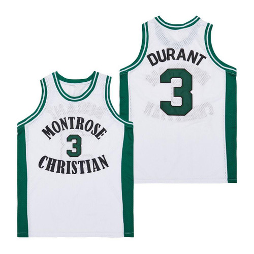 Kevin Durant 3 Montrose Christian High School Basketball White Jersey Gift For Durant Fans