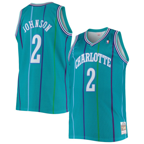 Larry Johnson Charlotte Hornets Mitchell & Ness Big & Tall Hardwood Classics Swingman Jersey - Teal