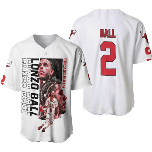 Chicago Bulls Lonzo Ball 2 NBA Point Guard Basketball Player White 3D Designed Allover Gift For Bulls Fans Baseball Jersey