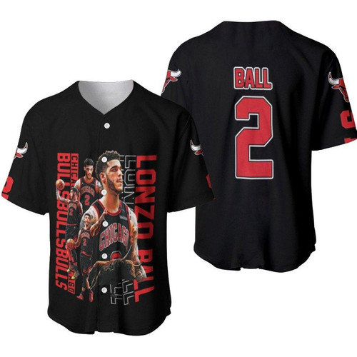 Chicago Bulls Lonzo Ball 2 NBA Great Leader Basketball Player Black 3D Designed Allover Gift For Bulls Fans Baseball Jersey
