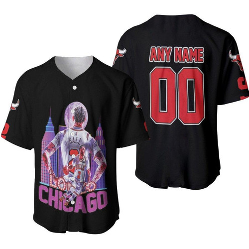 Chicago Bulls Lonzo Ball 2 NBA Freshman Of The Year Black Gift With Custom Name Number For Bulls Fans Baseball Jersey