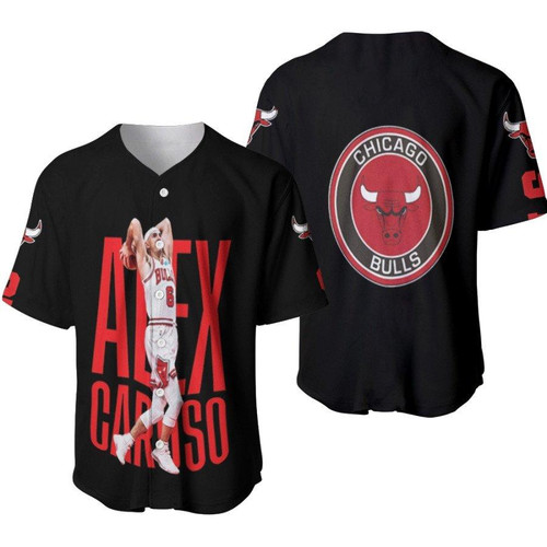 Chicago Bulls Alex Caruso 6 NBA Great Player Legends Logo Team Black 3D Designed Allover Gift For Bulls Fans Baseball Jersey