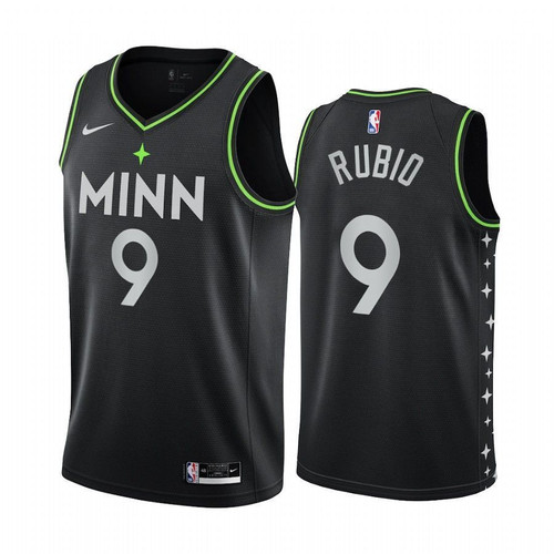 Minnesota Timberwolves Ricky Rubio #9 Black 2020-21 City Edition Jersey Player