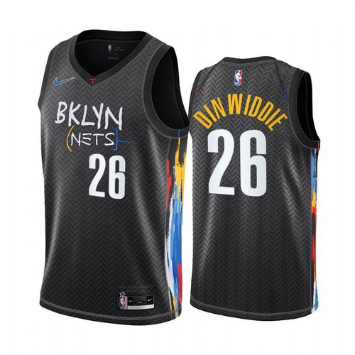 Brooklyn Nets Spencer Dinwiddie #26 Black 2020-21 City Jersey Honor Basquiat