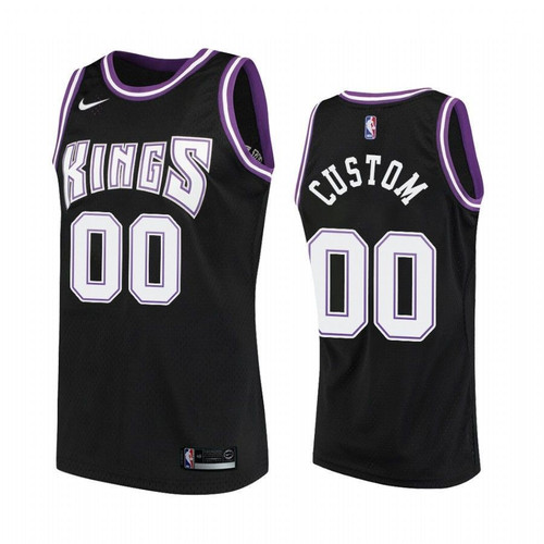 Sacramento Kings #00 Custom Hardwood Classics Black Jersey