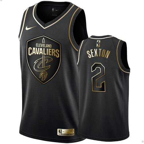 Men'S Cleveland Cavaliers Collin Sexton Black #2 Golden Edition Swingman Jersey