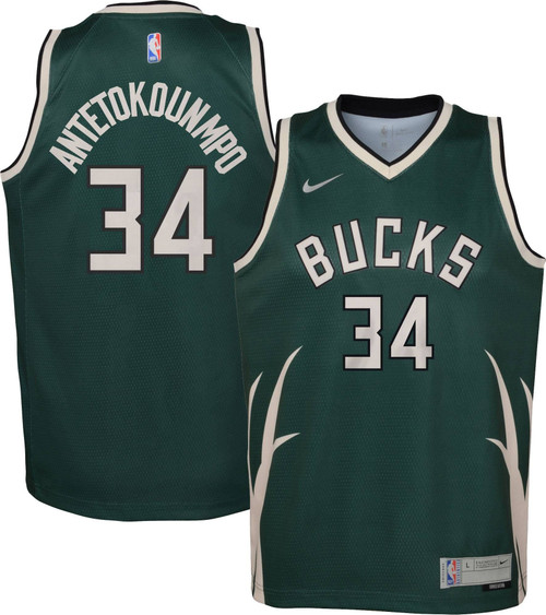 Nike Youth Milwaukee Bucks 2021 Earned Edition Giannis Antetokounmpo Dri-Fit Swingman Jersey