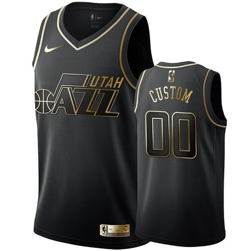 Men'S Utah Jazz Custom Black #00 Golden Edition Swingman Jersey