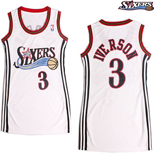 Allen Iverson Philadelphia 76Ers #3 White Women Jersey