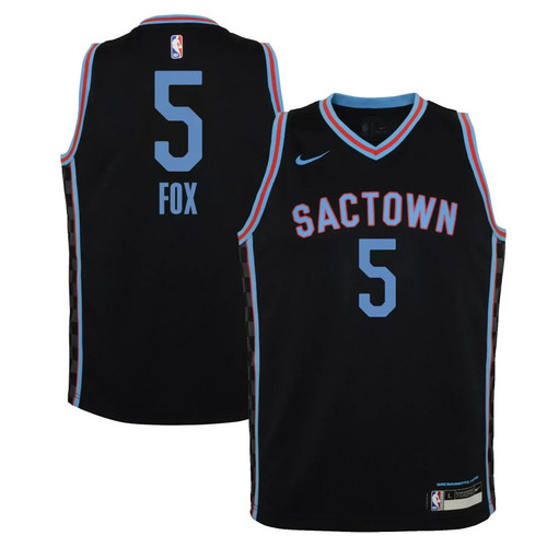 De'Aaron Fox Sacramento Kings Nike Youth 2020/21 Swingman Jersey Black - City Edition