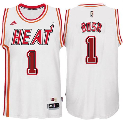 Male Chris Bosh Miami Heat #1 White Hardwood Classic Swingman Jersey