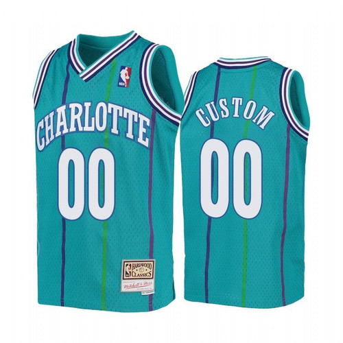 Custom Charlotte Hornets Youth Teal Hardwood Classics Jersey