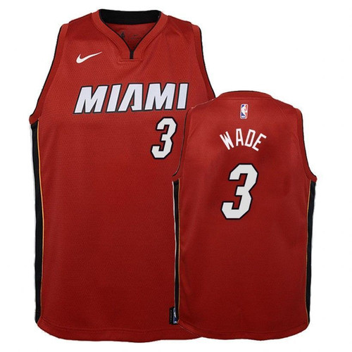 Heat  Dwyane Wade #3 Statet Red Jersey