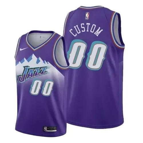 Men Custom Any Size Utah Jazz Hardwood Classics Jersey Purple Jersey