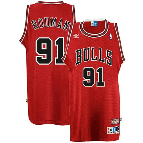Men'S Male Dennis Rodman Chicago Bulls #91 Red Swingman Nba Jersey