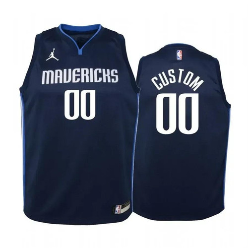 Custom Dallas Mavericks  Navy Statet Jersey Jumpman