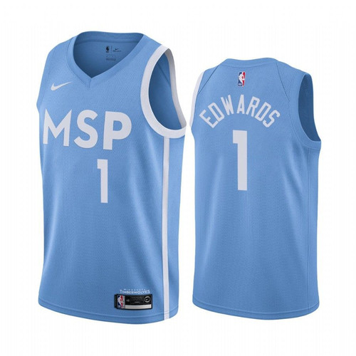 Anthony Edwards 2020 Nba Draft Minnesota Timberwolves Blue City Jersey