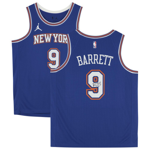 RJ Barrett New York Knicks Fanatics  Autographed Jordan Brand Blue Icon Swingman Jersey