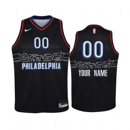 Philadelphia 76Ers Custom 2020-21 City Black Jersey #00