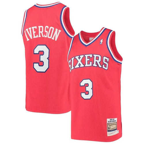 Allen Iverson Philadelphia 76Ers Mitchell & Ness 2002 Hardwood Classics Jersey - Red