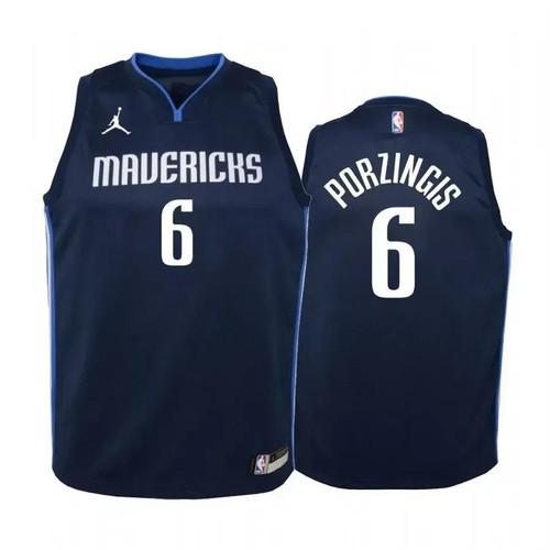 Kristaps Porzingis Dallas Mavericks Navy Statet Jersey Jumpman