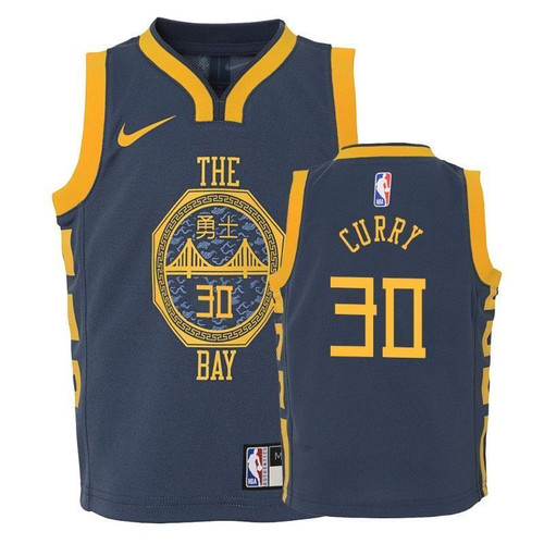 Warriors Stephen Curry #30 City Navy Jersey