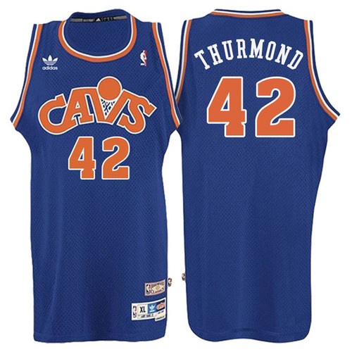 Male Nate Thurmond Cleveland Cavaliers #42 Retired Player Blue Hardwood Classic Swingman Jersey
