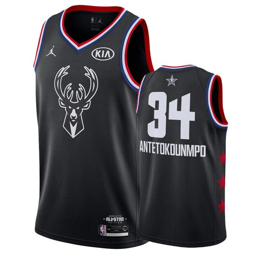 Men'S Milwaukee Bucks #34 Giannis Antetokounmpo 2019 All-Star Jersey - Black