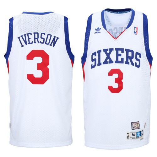 Men'S Allen Iverson Philadelphia 76Ers White Hardwood Classics Swingman Jersey