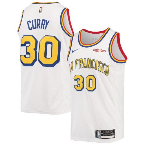 Men'S Nike Replica Replica Replica Stephen Curry White Golden State Warriors 2019/20 Swingman Badge Jersey - Classic Edition