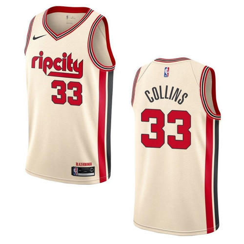Portland Trail Blazers 33 Zach Collins City Swingman Cream 3D Jersey