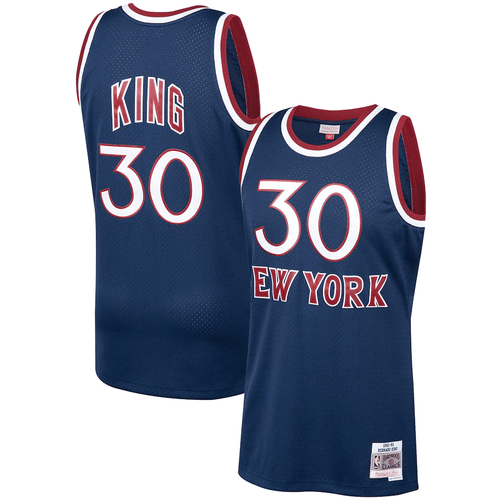 Bernard King New York Knicks Mitchell & Ness 1982 83 Hardwood Classics Swingman Player Navy 3D Jersey