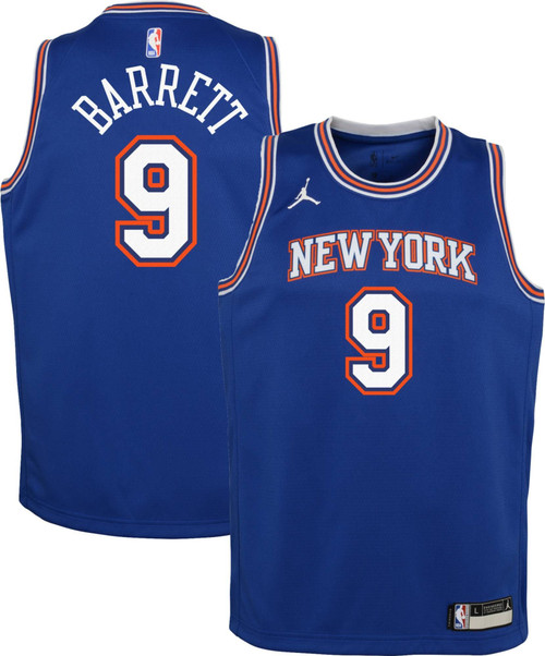 Jordan  New York Knicks Rj Barrett #9 Blue 2020-21 Dri-Fit Statement Swingman Jersey