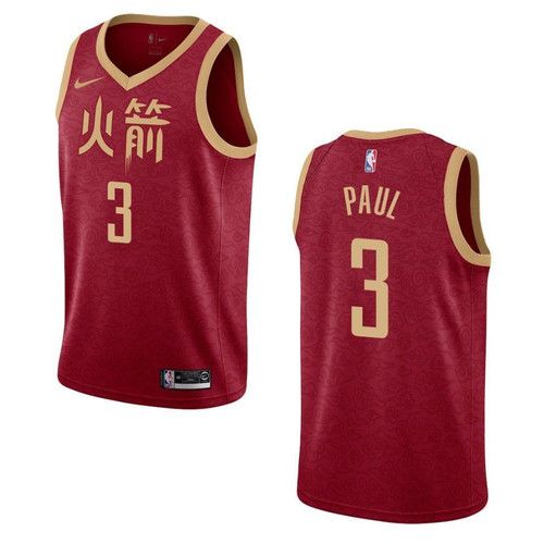 Houston Rockets 3 Chris Paul City Swingman Red 3D Jersey