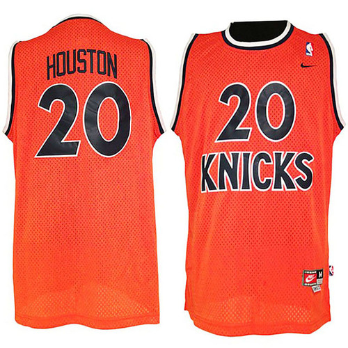 Male New York Knicks #20 Allan Houston Hwc Throwback Orange Jersey