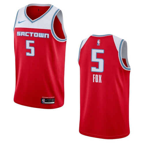 Sacramento Kings 5 De'Aaron Fox City Swingman Red 3D Jersey
