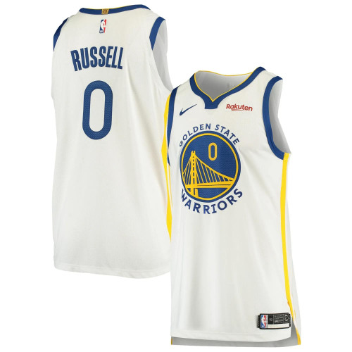 Men'S Nike D'Angelo Russell White Golden State Warriors  Badge Swoosh Back 6 Jersey - Association Edition