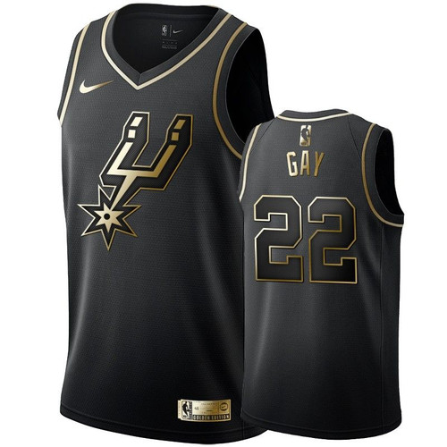 Men'S San Antonio Spurs Rudy Gay Black #22 Golden Edition Swingman Jersey