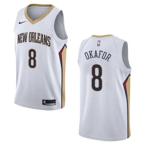New Orleans Pelicans 8 Jahlil Okafor Association Swingman White 3D Jersey