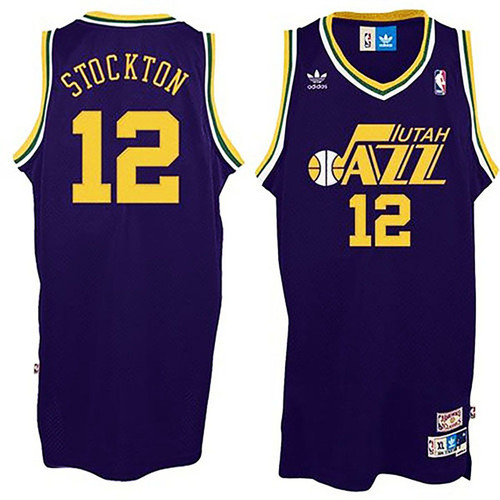 Male John Stockton Utah Jazz #12 Soul Swingman Throwback Purple Jersey