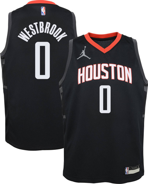 Jordan  Houston Rockets Russell Westbrook #0 2020-21 Dri-Fit Statement Swingman Black Jersey