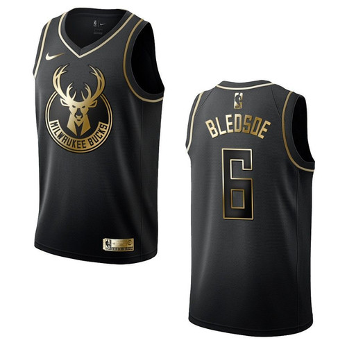 Milwaukee Bucks 6 Eric Bledsoe Golden Edition Black 3D Jersey