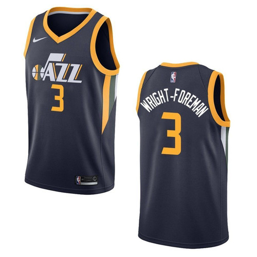 Utah Jazz 3 Justin Wright Foreman Icon Swingman Navy 3D Jersey