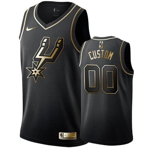 Men'S San Antonio Spurs Custom Black #00 Golden Edition Swingman Jersey