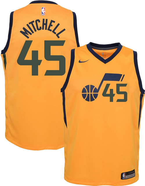 Nike  Utah Jazz Donovan Mitchell #45 Gold Dri-Fit Statement Swingman Jersey