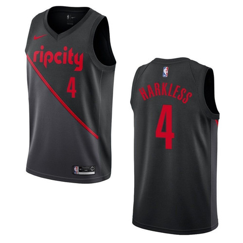 Portland Trail Blazers 4 Maurice Harkless City Edition Swingman Black 3D Jersey