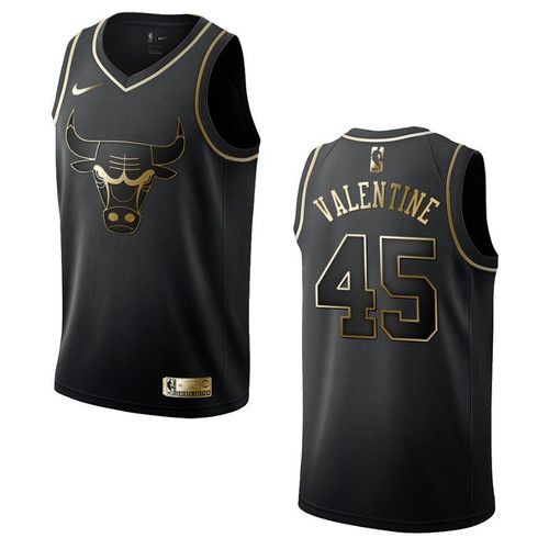 Chicago Bulls 45 Denzel Valentine Golden Edition Black 3D Jersey