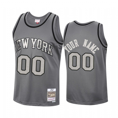 Custom #00 New York Knicks Metal Works Jersey Charcoal